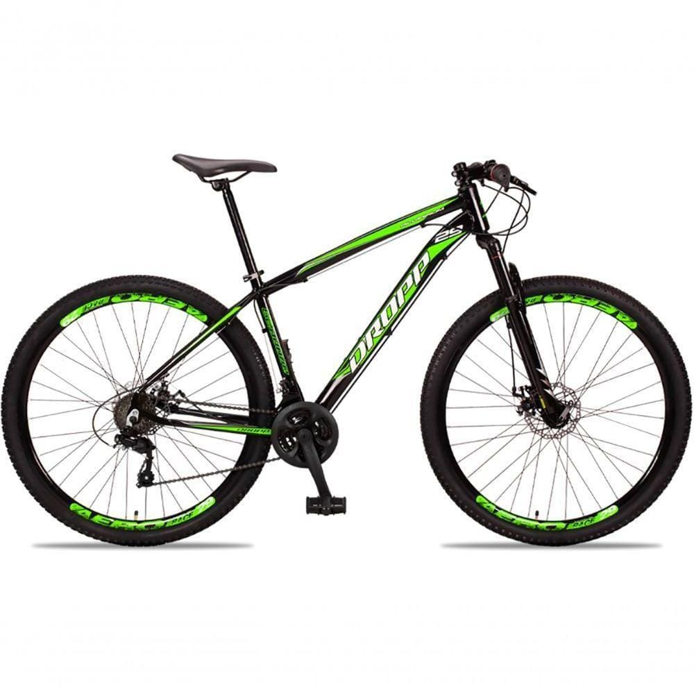 Bicicleta Aro 29 Dropp Aluminum 24 Vel Câmbio Traseiro Freio A Disco Bike Mtb Alumínio Preto+verde