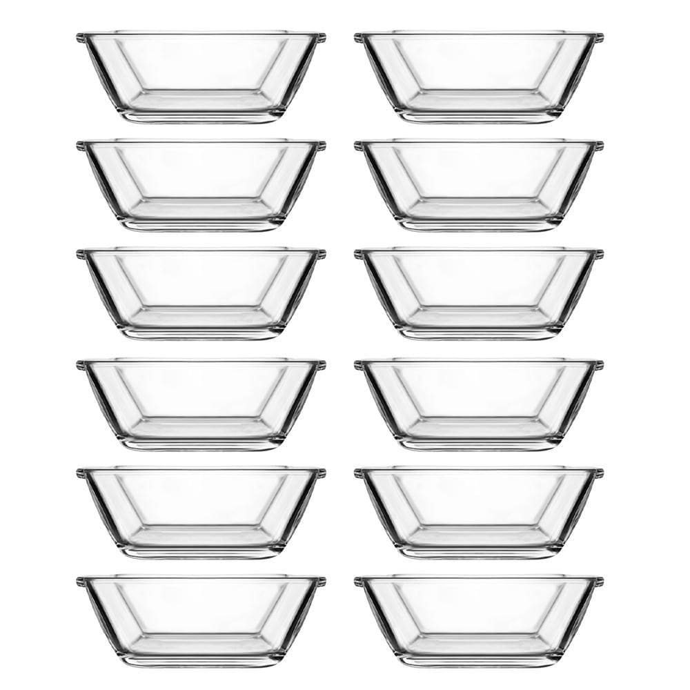 Jogo 12 Petisqueiras Quadrada Vidro Casual 90Ml Class Home