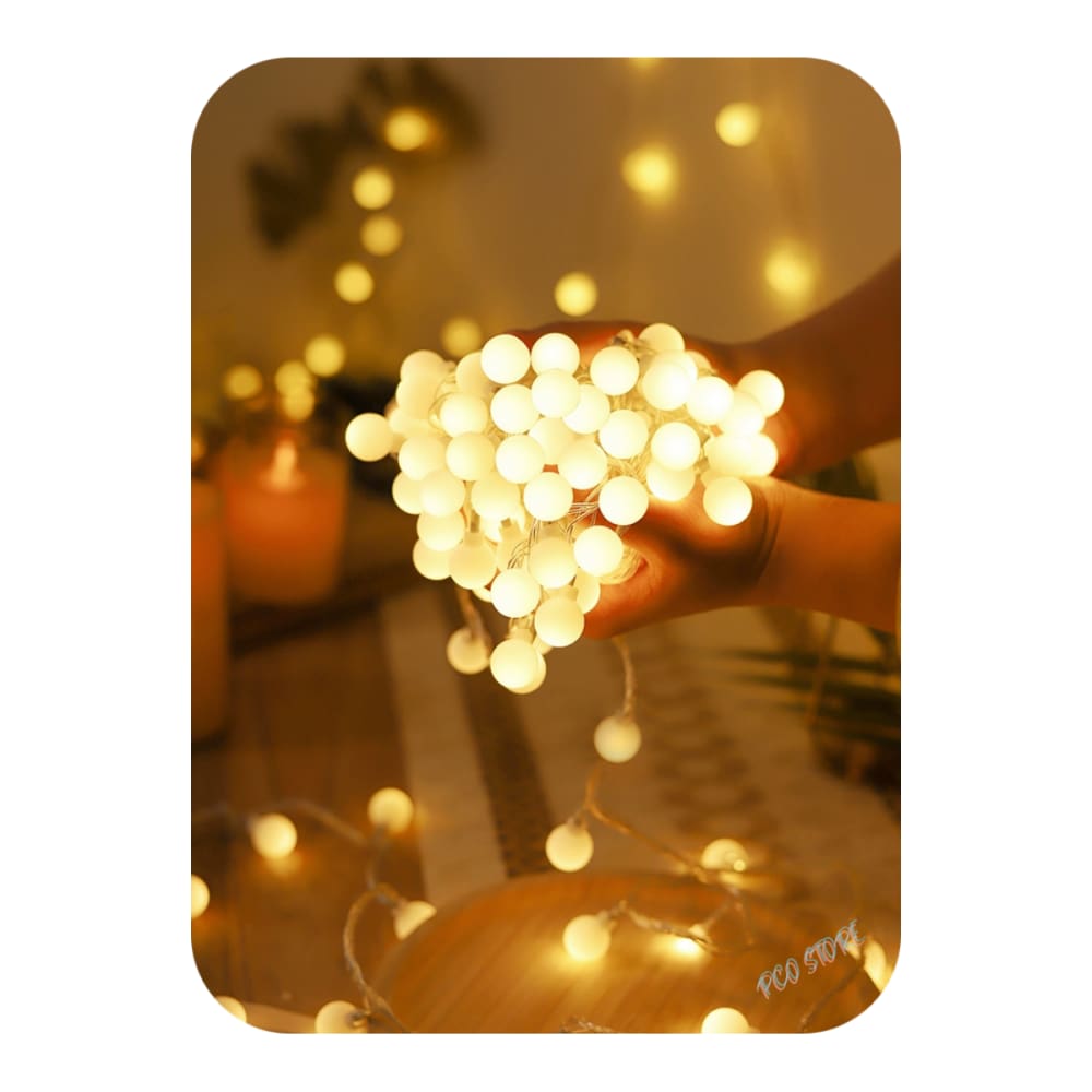 Cordão Led Fio Luz Varal 8 Funções 40 Bolinhas 6m Fro Transparente Branco Quente Bivolt
