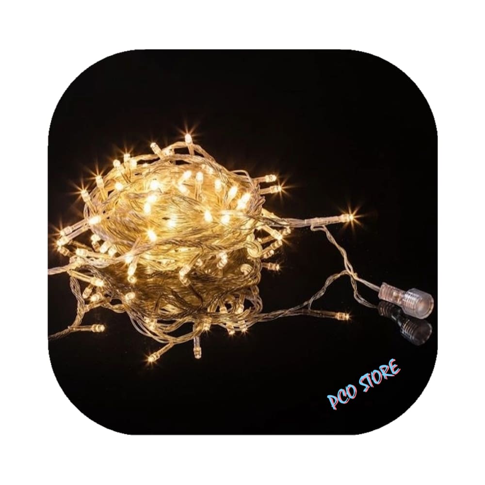 Cordão Pisca 100 Led Fixo Branco Quente Fio Transparente 10m C/emenda Decor Natal 110v