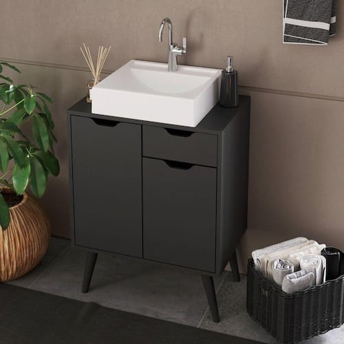 Gabinete para Banheiro 2 Portas e 1 Gaveta Bn3637 Preto