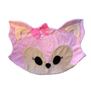 Tapete Pelúcia Raposa 1,10M X 75Cm Decorativo Quarto Infantil Base Emborrachado - Rosa