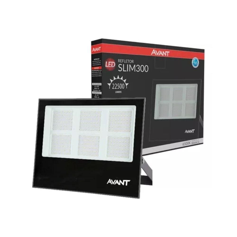 Refletor Avant Led Slim 300w Preto Bivolt 6500K