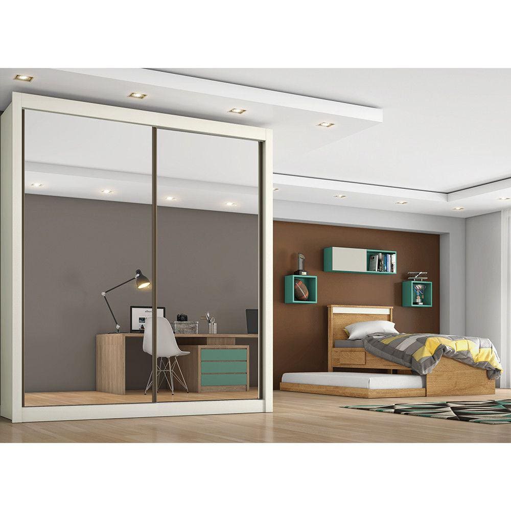 Roupeiro Zurique 2 Portas Espelhada 100 MDF