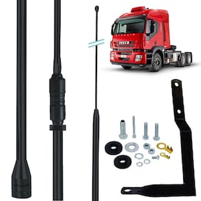 Antena Px Prolongador Black Argentina Suporte Dianteiro Motorista Iveco Stralis Parafusos Anti-furto