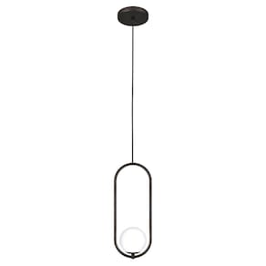 Luminária Pendente Teto Lustre Arco Globo Vidro Quarto Preto