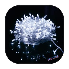 Cordão Pisca 100 Led Prova D´água Fixo Branco Frio Fio Transparente 10m Decor Natal 110v