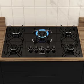 Fogão Cooktop 5 Bocas Itatiaia Essencial Vidro Temperado Preto