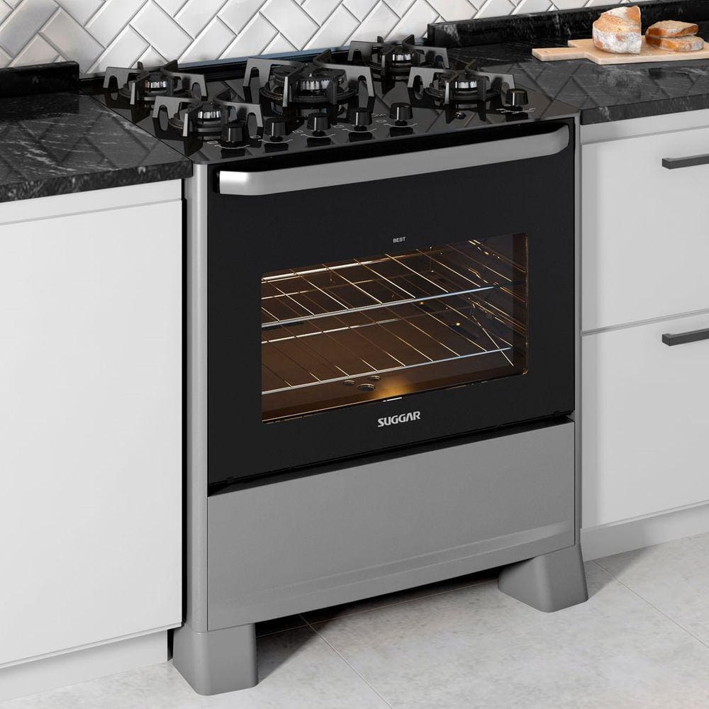 Fogão de Piso Best Cook 5 queimadores Prata FGV505PRIX Suggar