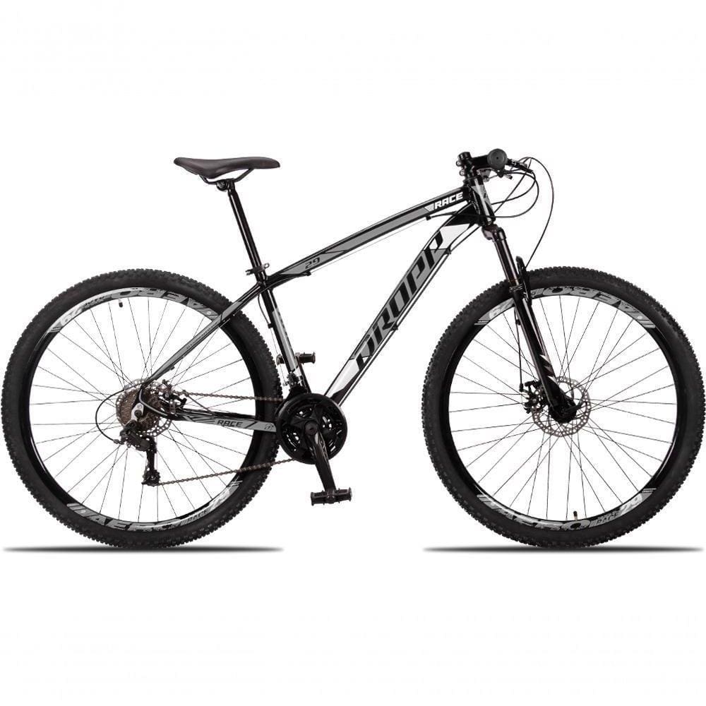Bicicleta Aro 29 Dropp Race 24 Vel Câmbio Traseiro Shimano Freio A Disco Bike Mtb Alumínio Preto+cinza