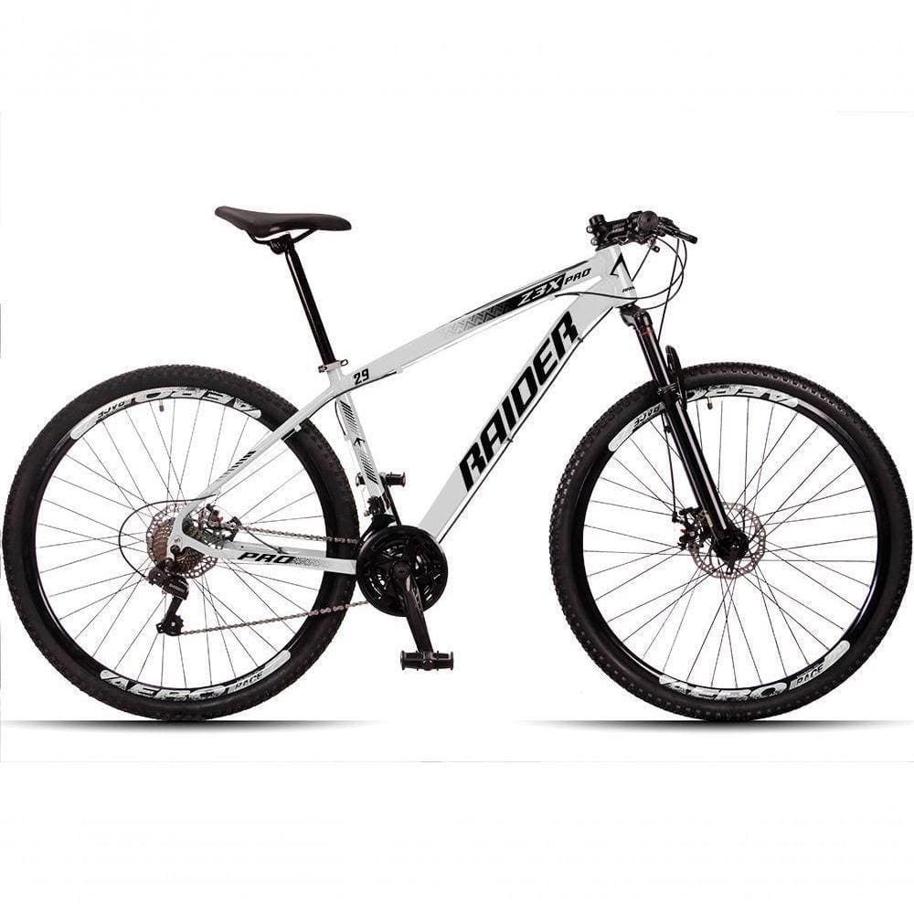 Bicicleta Aro 29 Raider Z3x 24 Vel Câmbio Traseiro Freio A Disco Bike Mtb Alumínio Branco+preto