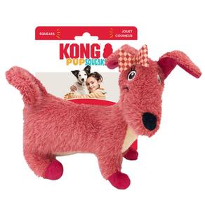 Brinquedo Pelúcia Para Cachorro Kong Pupsqueaks Daisy Rosa - Médio