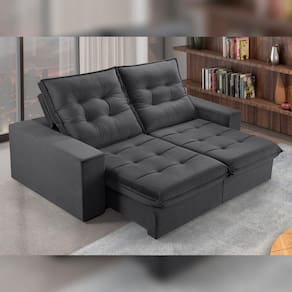 Sofá Retrátil e Reclinável 2 Lugares 290cm M166 Cinza Escuro