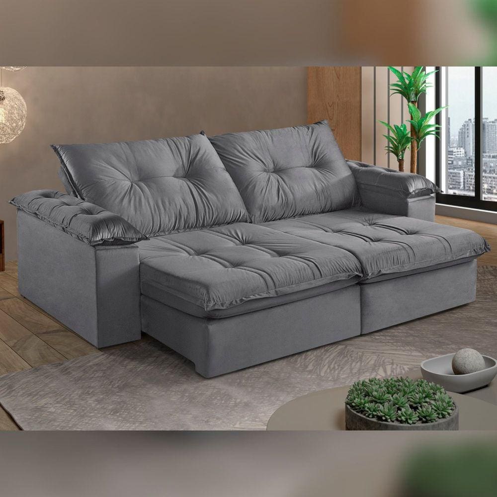 Sofá Retrátil e Reclinável 2 Lugares 250cm M164 Cinza Escuro