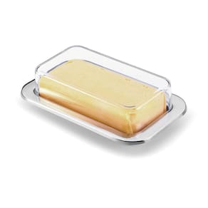 Manteigueira Retangular 200g Aço Inox Tampa Acrílico Forma