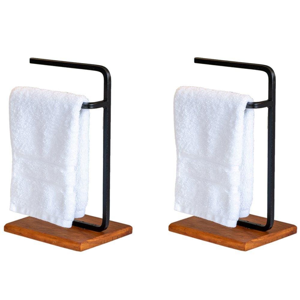 Kit 2 Porta Toalha Lovell Bancada Lavabo Peroba Preto DHom