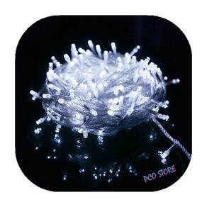 Cordão Pisca 100 Led Prova D´água Fixo Branco Frio Fio Transparente 10m Decor Natal 220v