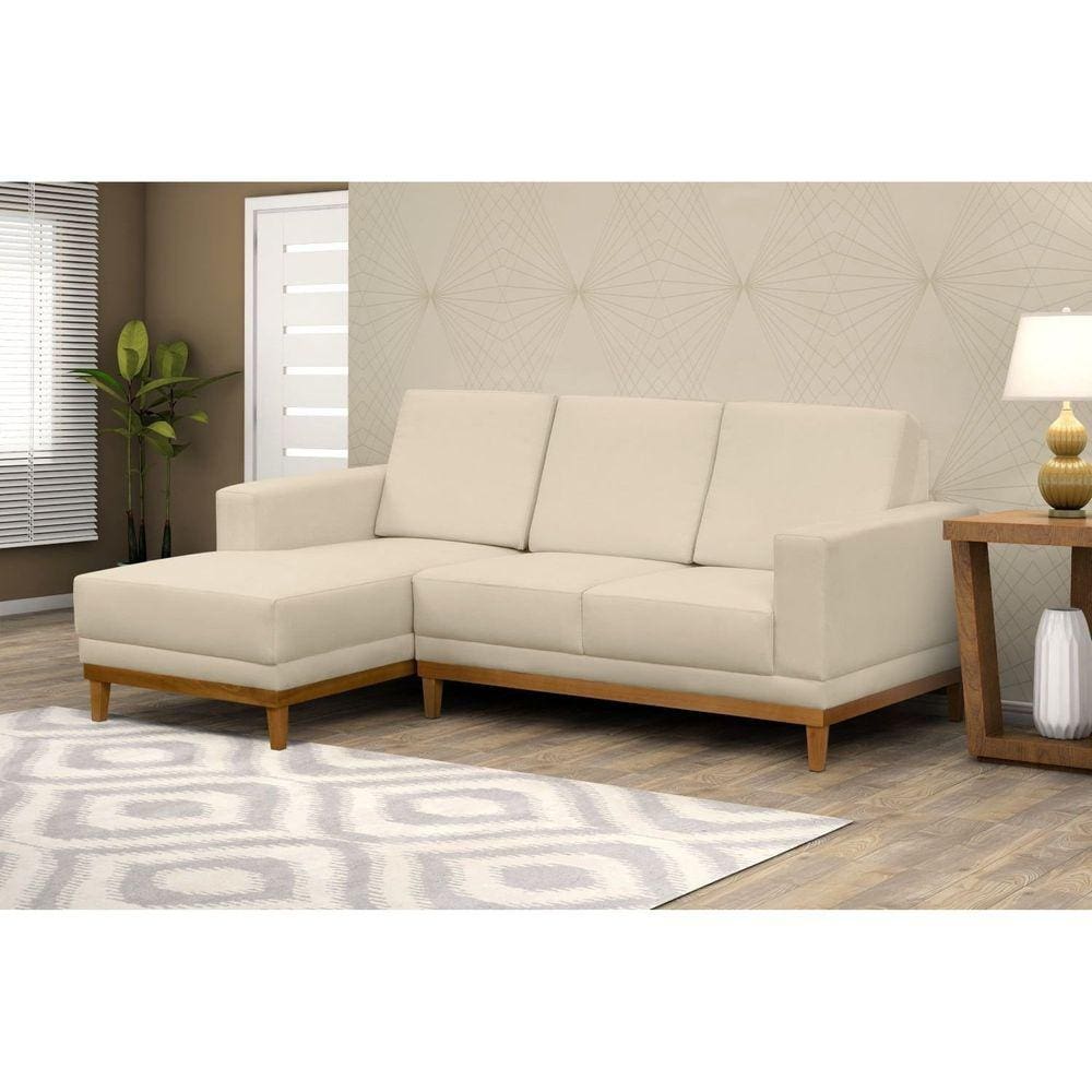 Sofá 3 Lugares com Chaise Lado Direito Cronus Marfim