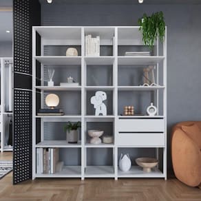 Guarda Roupa Closet 3 Peças com 2 Gavetas e 14 Nichos Easy Prodecor Branco