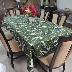 Toalha De Mesa Térmica Impermeável 1,50M X 1,50M Quadrada 4 Cadeiras - Floral Verde