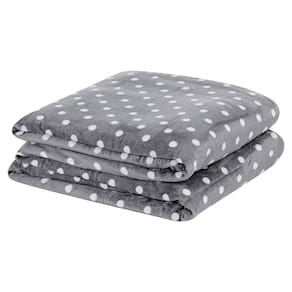 Cobertor Celine Casal Padrão Manta Flannel Mantinha Bolinhas - Cinza