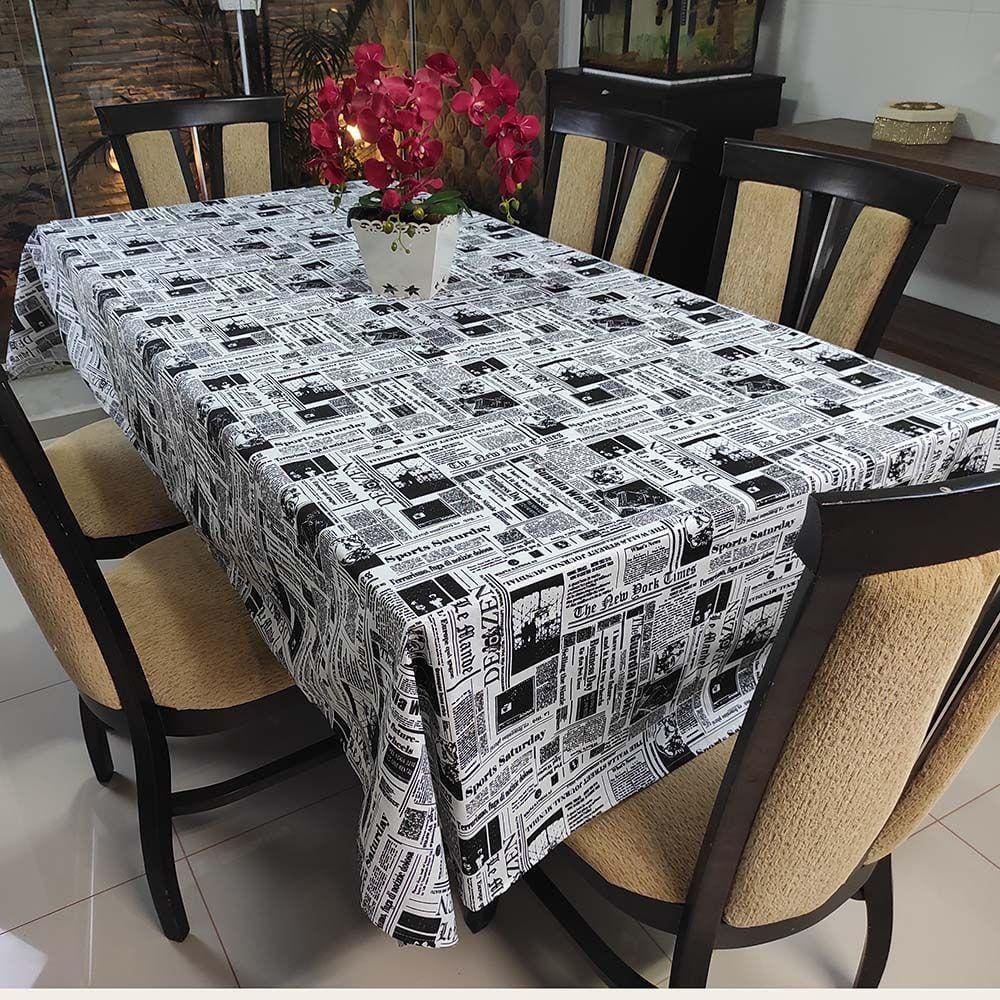 Toalha De Mesa Térmica Impermeável 1,50M X 1,50M Quadrada 4 Cadeiras - Jornal