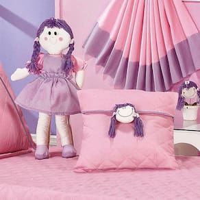 Kit Colcha Boneca Sofie Solteiro 06 Peças C/ Cortina 2 Metros Quarto Infantil Completo Menina - Rosa