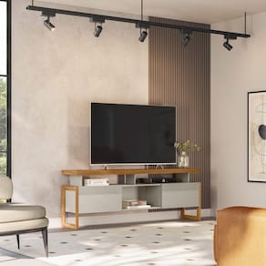 Rack com Portas de Correr Esmeralda Marrom/Off White