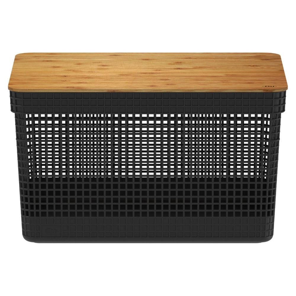 Cesto Organizador Grid 20 Litros com Tampa de Bambu Preto OU