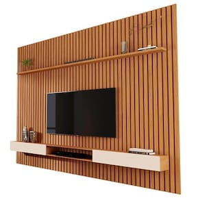 Painel Ripado Para TV até 85 Polegadas Versátil 2.2×2.2 Com Nicho Nature/Off White – Giga Móveis
