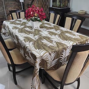 Toalha De Mesa Térmica Impermeável 1,50M X 2,50M Para Mesa 6 A 8 Cadeiras - Folhagem