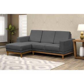 Sofá 3 Lugares com Chaise Lado Direito Cronus Cinza