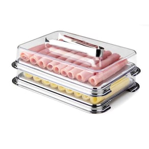 Porta Frios inox Duplo pinça tampa Acrílico Conjunto Forma
