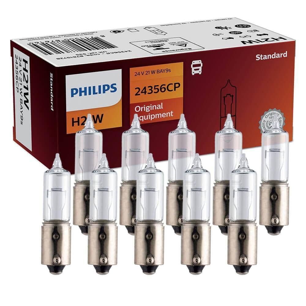 Kit 10 Lâmpada Philips 21w 24v Bay9s H21 Freio E Pisca