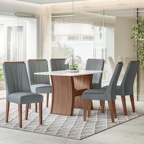 Conjunto Perola 135x90cm com 6 Cadeiras Amendoa/03A