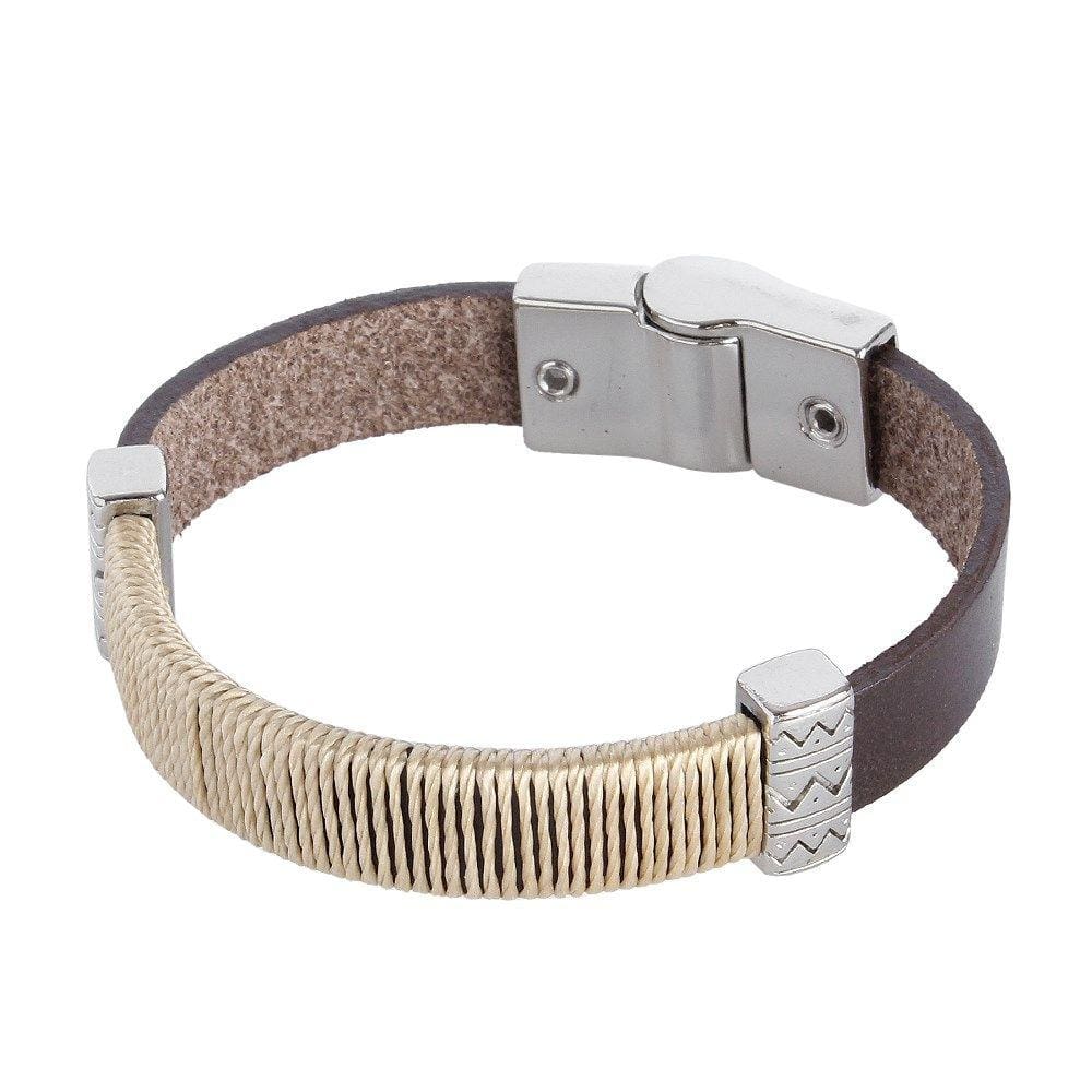 Bracelete Masculino Couro Marrom Ostral 25077