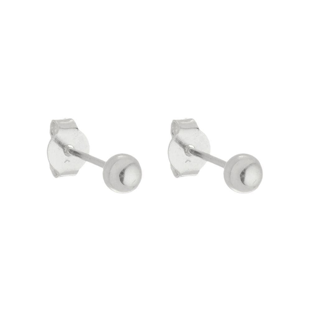 Brinco Bola 4mm Folheado em Prata