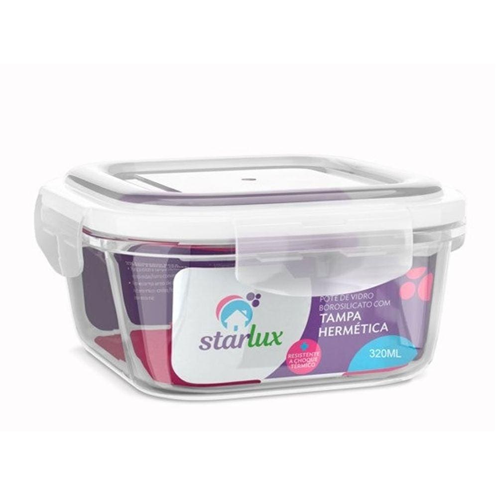 Pote Vidro 320 Ml - Starlux (Quadrado)
