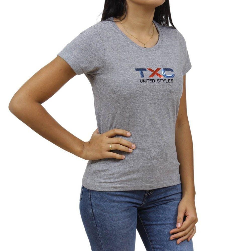 Camiseta Feminina TXC Cinza Estampa 33819