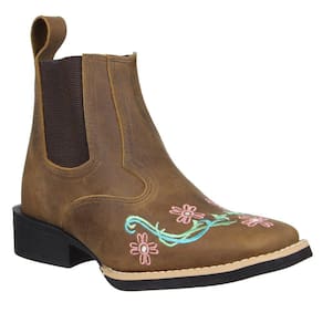 Botina Feminina Bico Quadrado Marrom Cow Way 33721