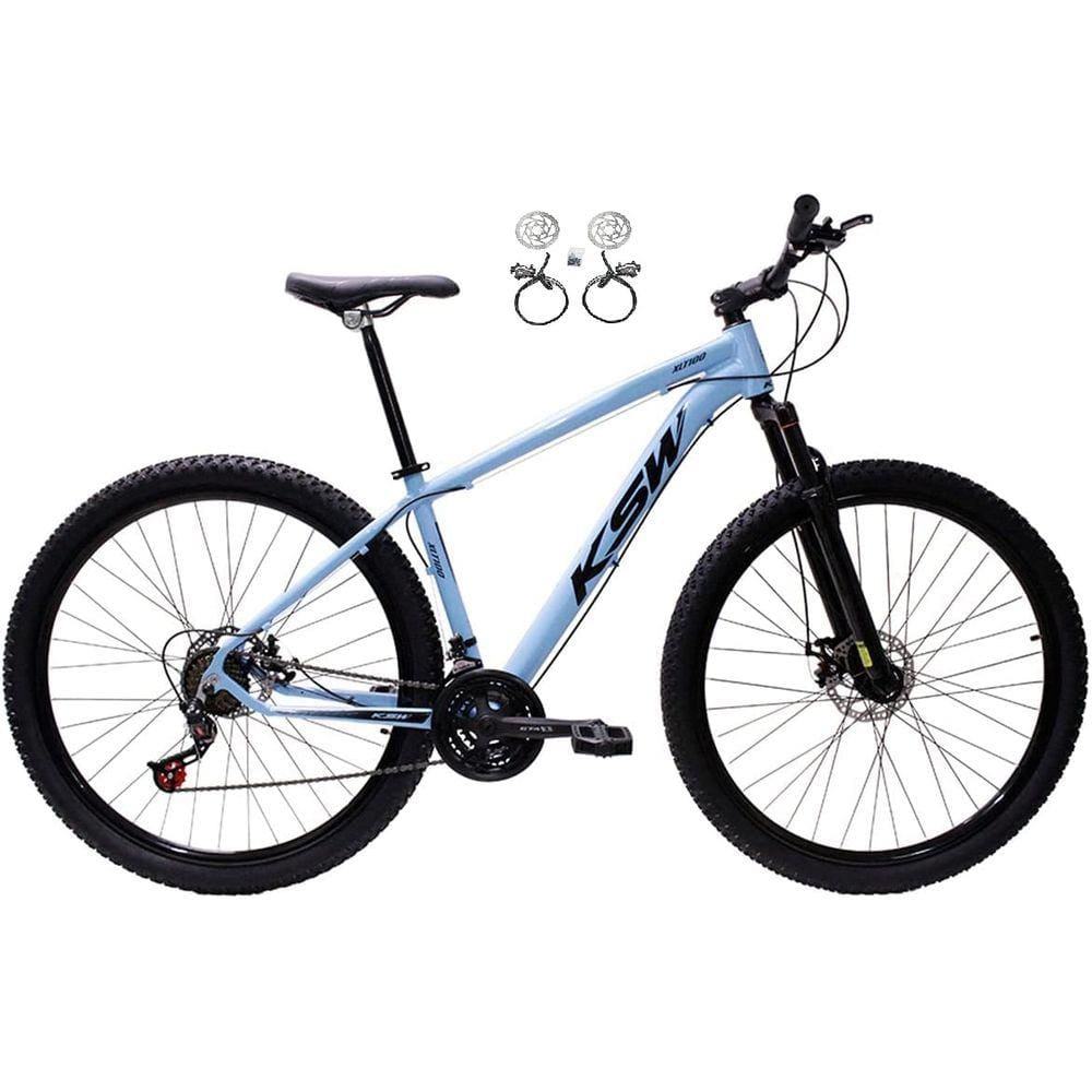Bicicleta Aro 29 Ksw Xlt 24v Freios Hidráulicos Garfo Suspensão Mtb - Azul