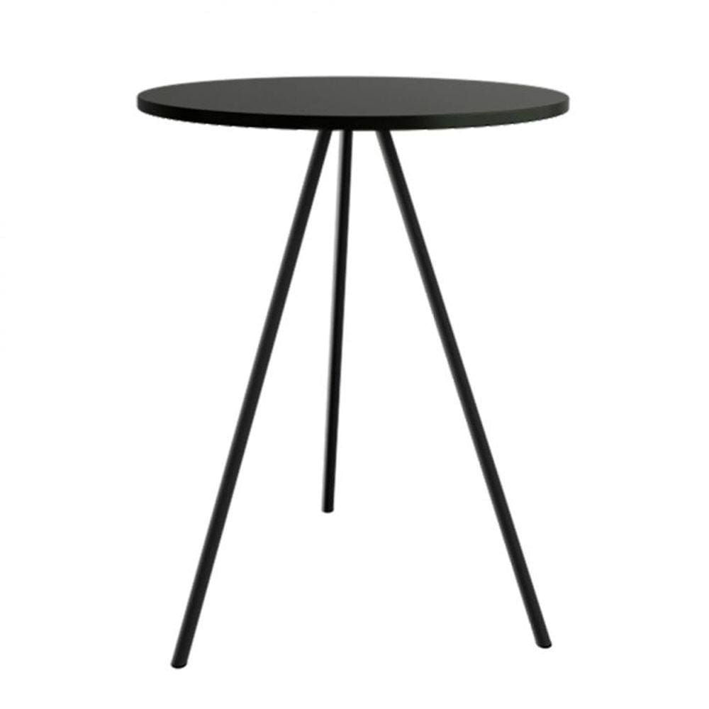 Mesa Lateral Gabriela Preta Tampo De Madeira Preto