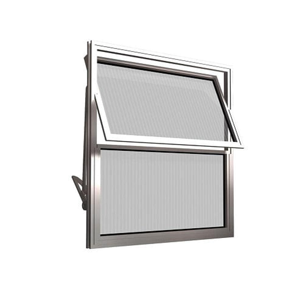 Janela Aluminio Basculante Home Natural Vidro Canelado 0,60X0,40M 2FLS Quality