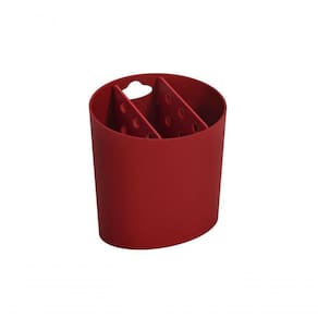 Escorredor De Talheres Oval Basic 13,8 X 10,5 X 14,4 Cm Vermelho Bold Coza