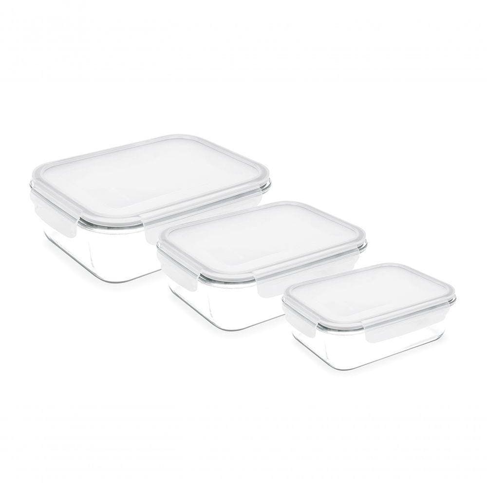 Conjunto De Potes Herméticos De Vidro Brinox Lock&stock 3 Peças
