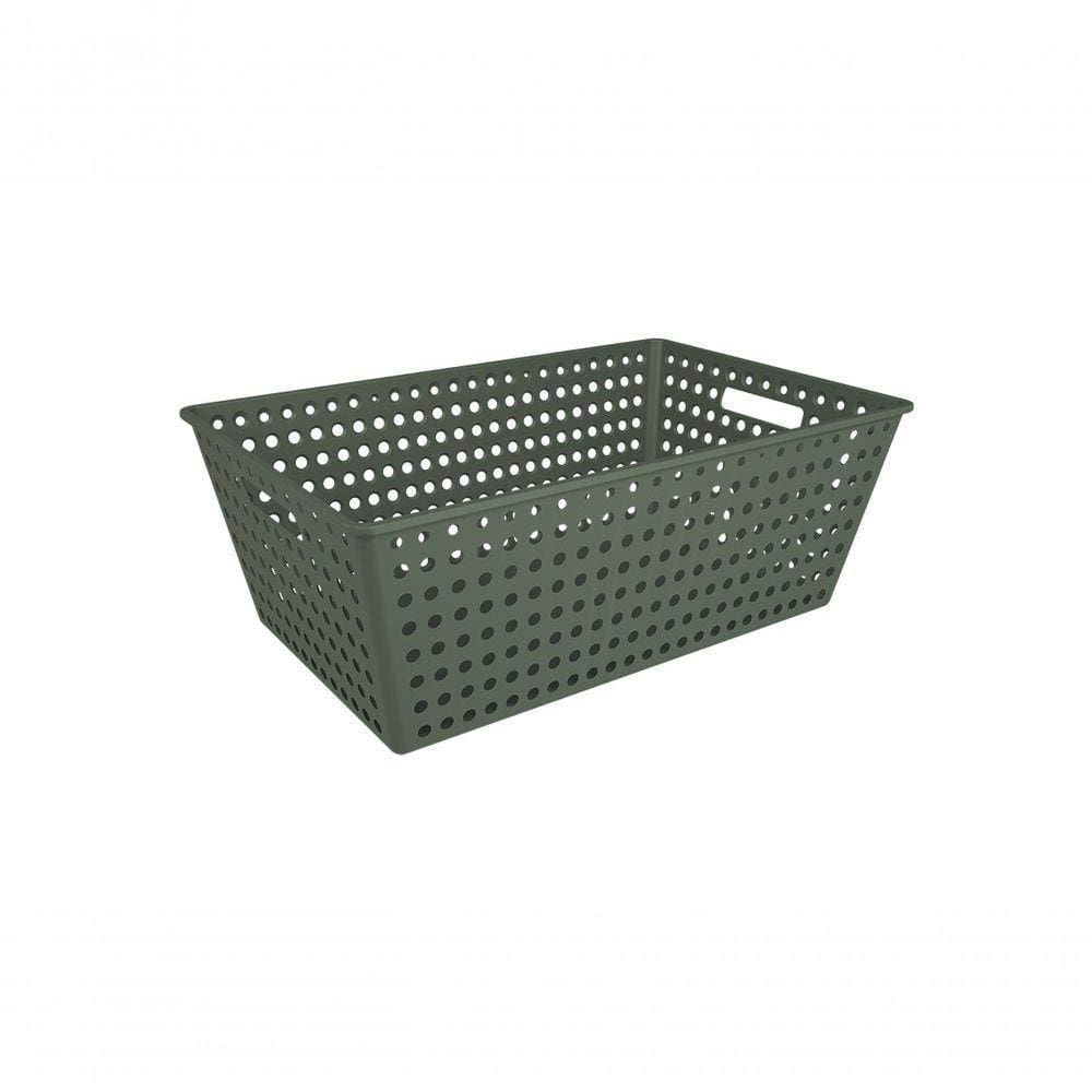 Cestão Organizador 38,6 L Retangular Plástico Cor Verde Amazon Linha Flora Coza