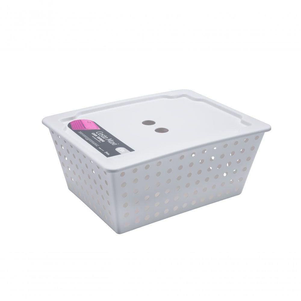 Cesta One Maxi Com Tampa 39 X 30 X 16,8 Cm Branco Coza