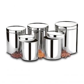 Conjunto De Potes Porta Mantimentos Com Tampa Brinox Suprema 5 Peças Inox