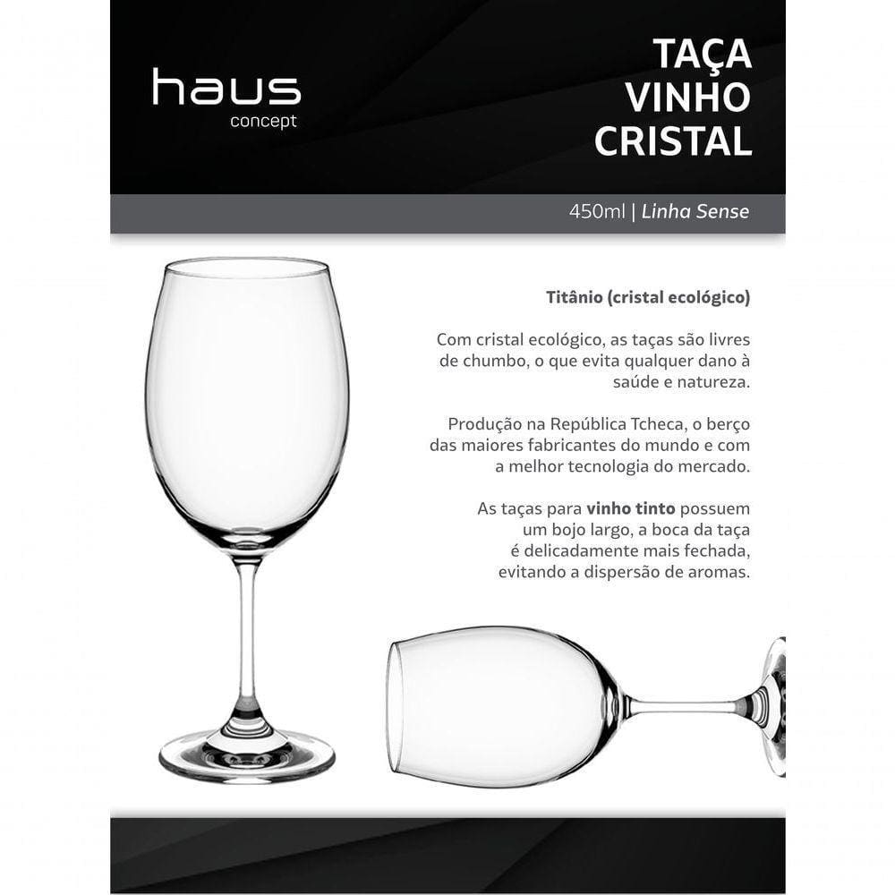 Taça Avulsa Vinho Tinto Haus Concept 450ml Em Titânio (cristal Ecológico) Haus Concept Cristal