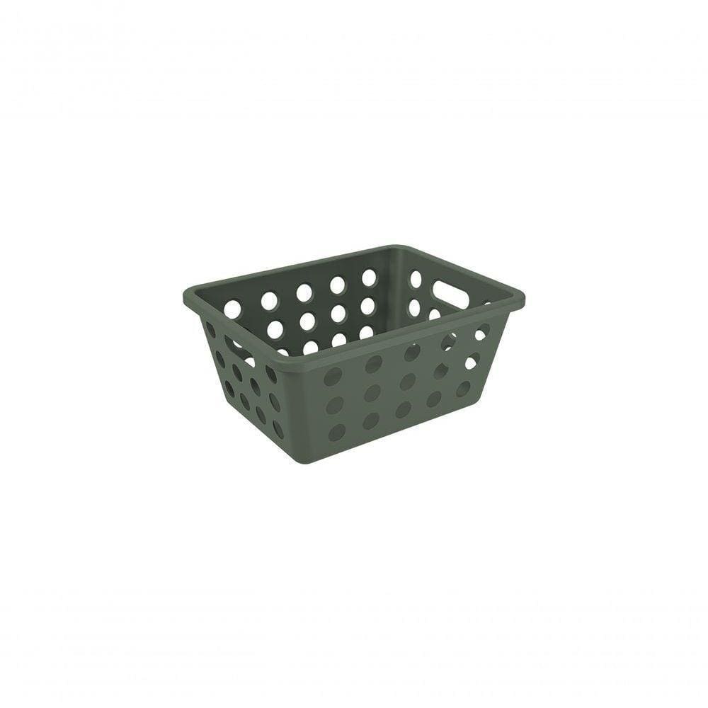 Cesta Pequena Organizadora 1,5 L Retangular Plástico Cor Verde Amazon Linha Flora Coza Verde Amazon